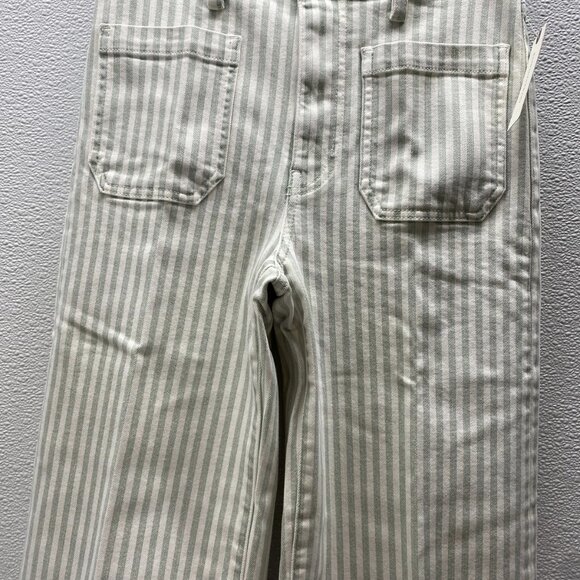 FRAME Women’s The Anchor Striped Crop Pants – Sea Mist Stripe – Size 27 - Picture 10 of 11